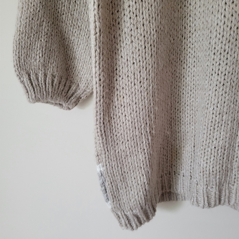 Vintage Women's Floral Beige Chunky Knit Sweater Coastal Cottagecore Large - Picture 6 of 8